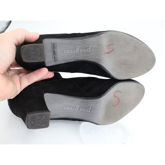 Paul Green Dottie Women's Boot Size 9.5 Mid Block Heel Black Suede Zip Up Bootie - Picture 9 of 11